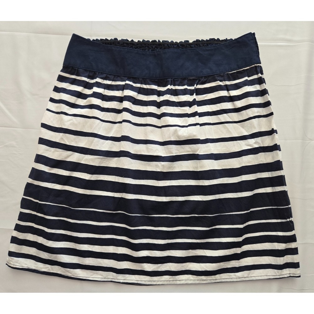 Women's Navy White Striped Mini Skirt Size M Elastic Waist Preppy Nautical Comfy